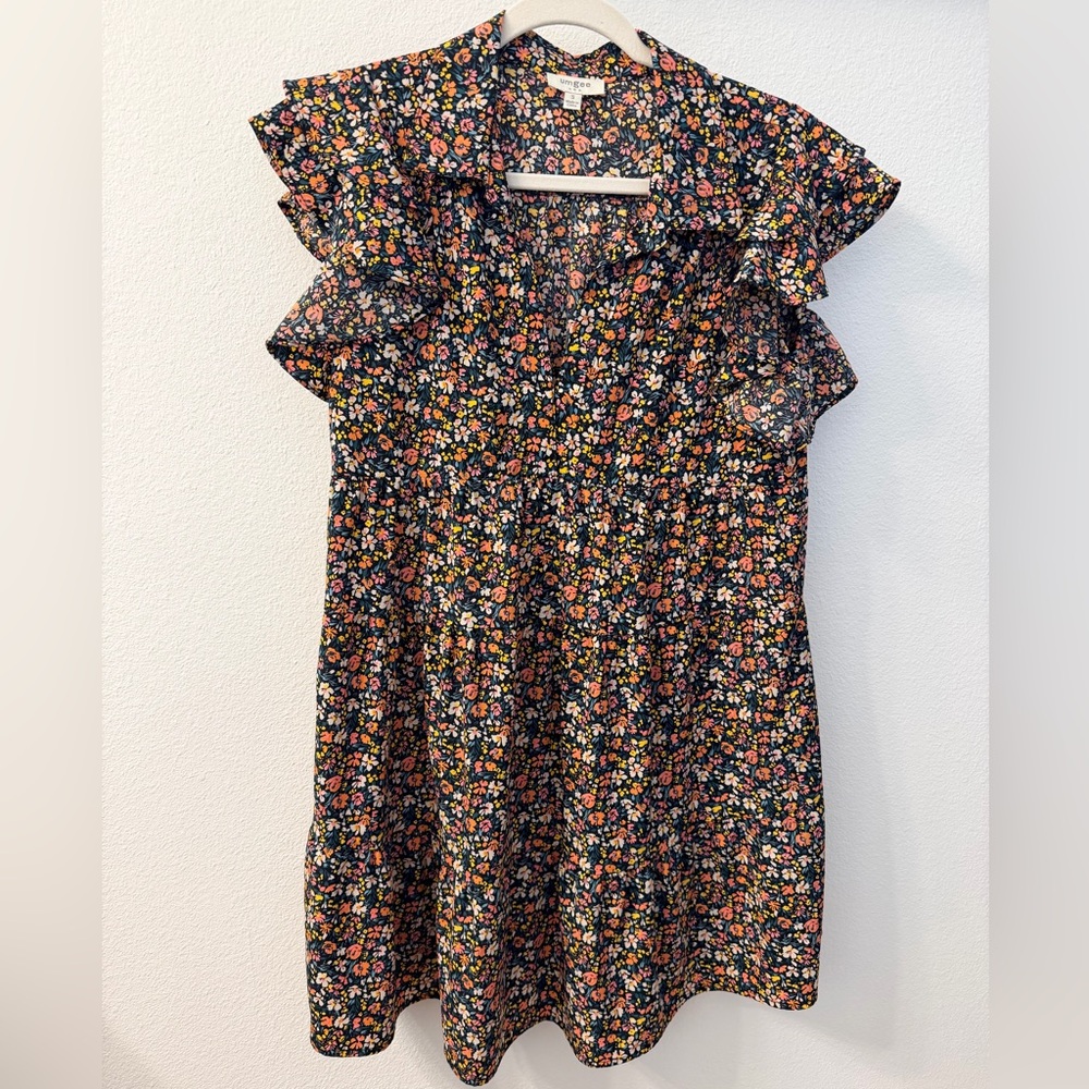 Umgee Floral Ruffle Sleeve Dress